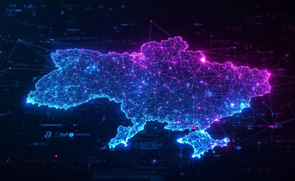 Map of informatization of Ukraine futuristic design