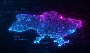 Map of informatization of Ukraine futuristic design